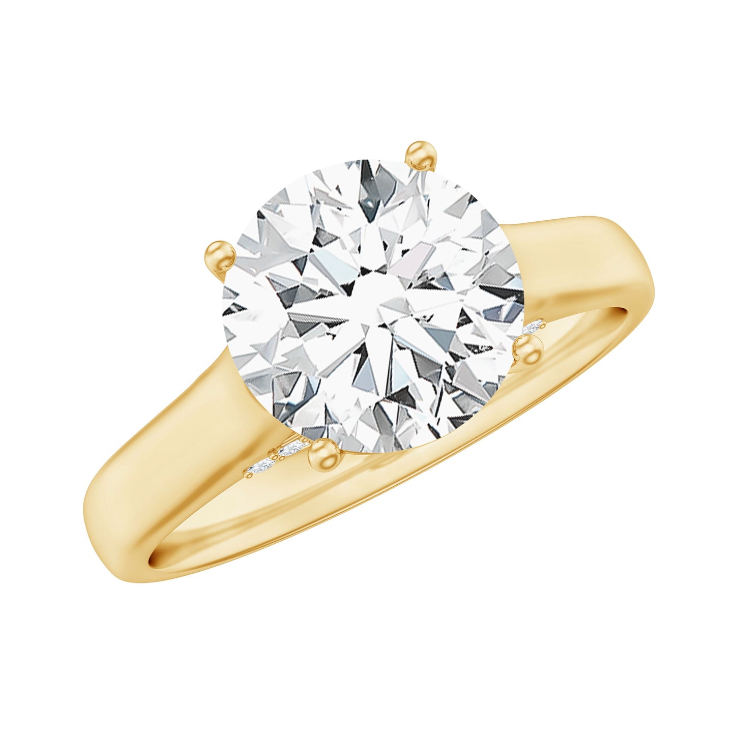 Solitaire Cathedral Engagement Ring with Brilliant Cut Moissanite
