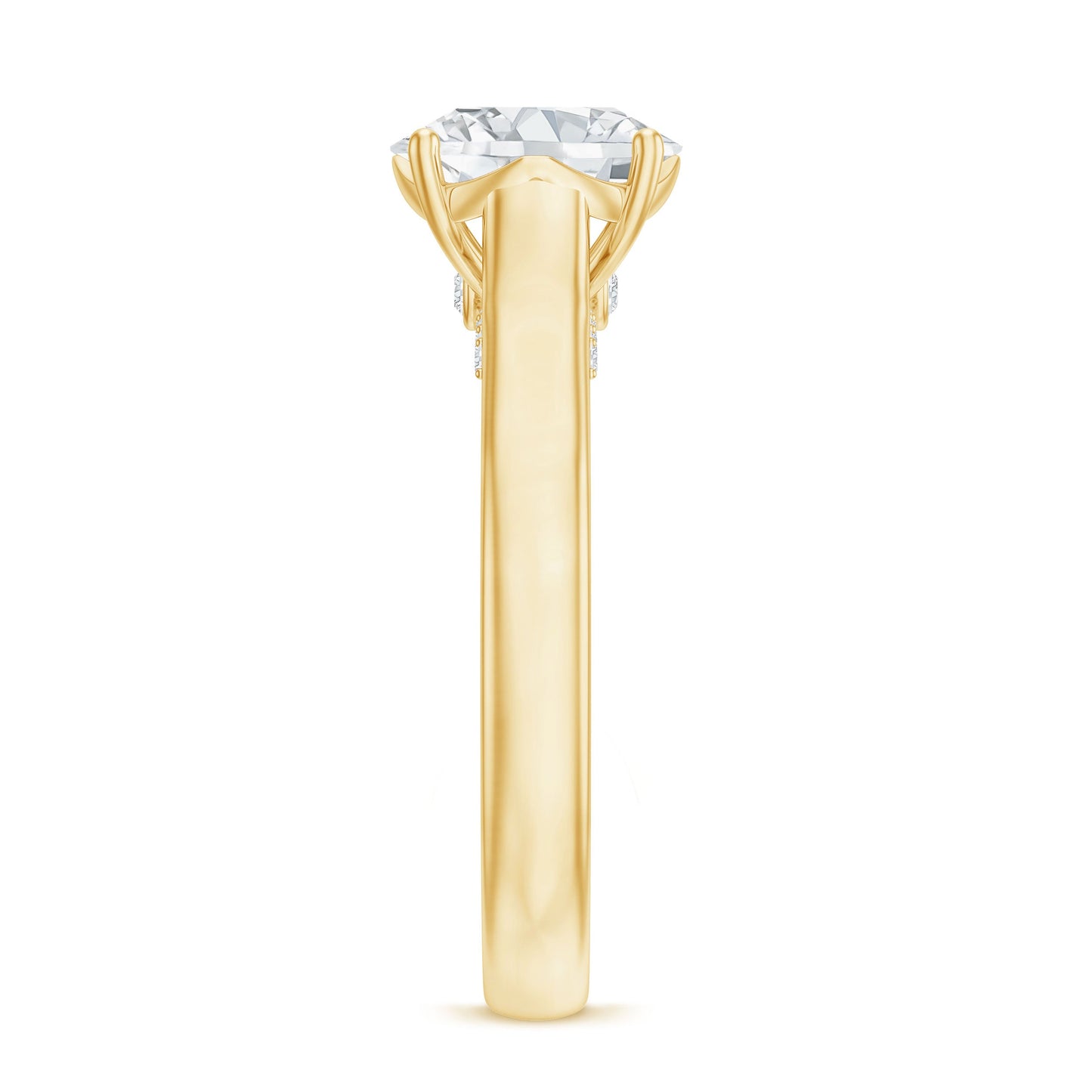 Solitaire Cathedral Engagement Ring with Brilliant Cut Moissanite