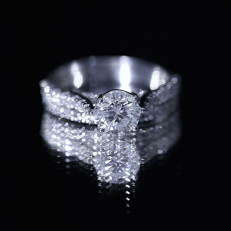 2 Carat Moissanite Solitaire Engagement Ring Set With Eternity Band