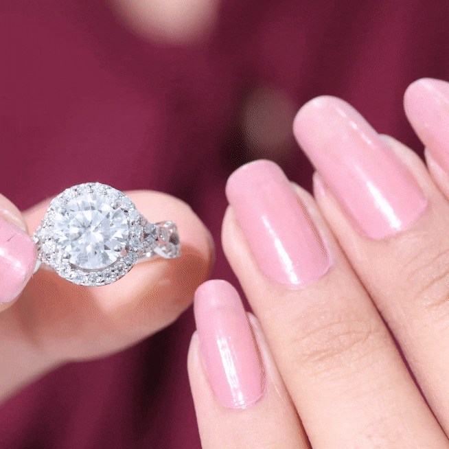 Certified 2 CT Moissanite Criss Cross Engagement Ring with Halo