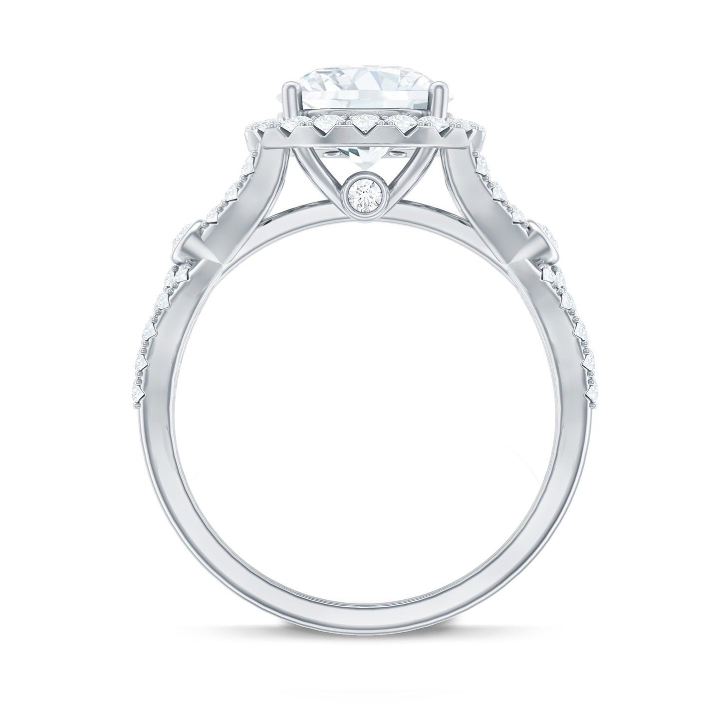 Certified 2 CT Moissanite Criss Cross Engagement Ring with Halo