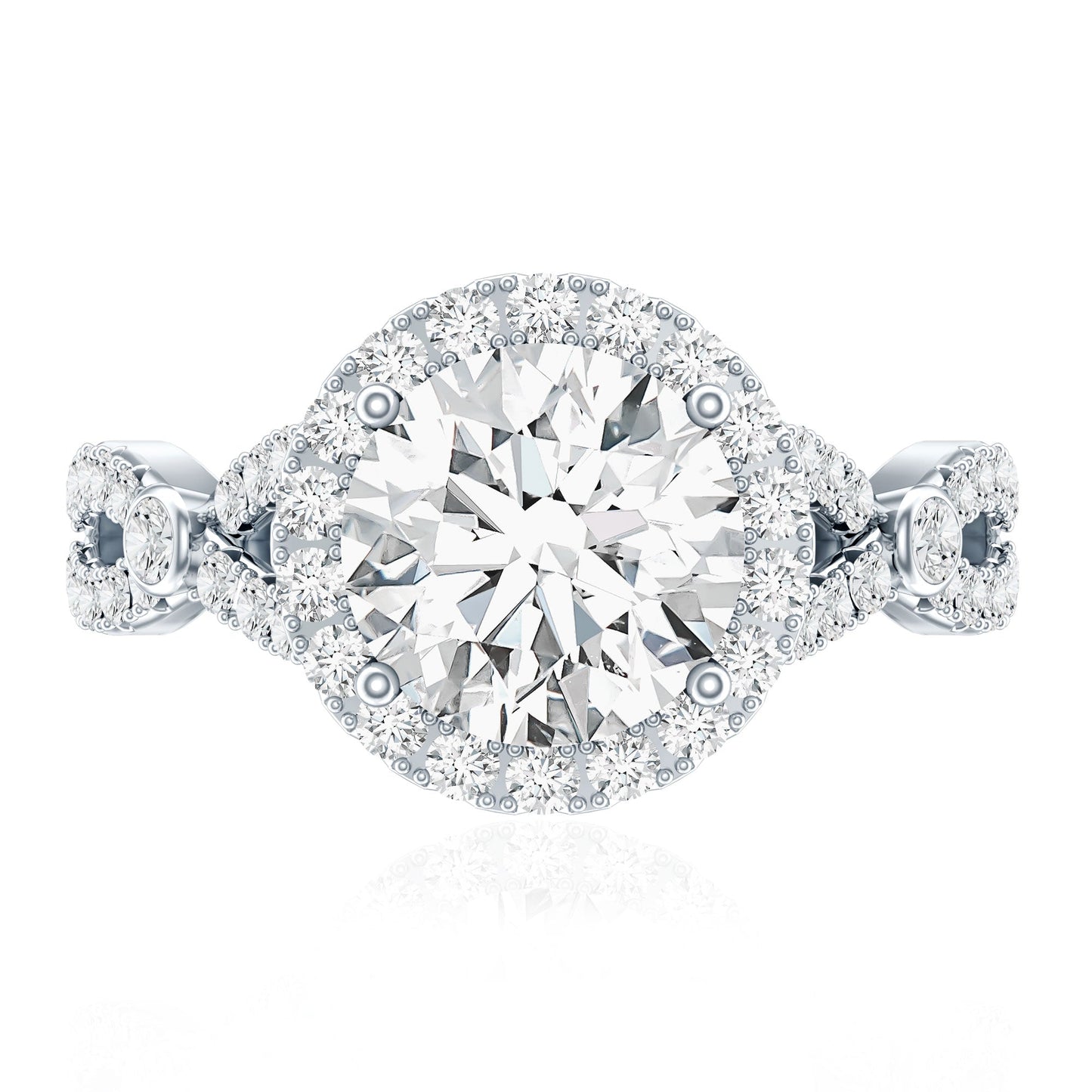 Certified 2 CT Moissanite Criss Cross Engagement Ring with Halo