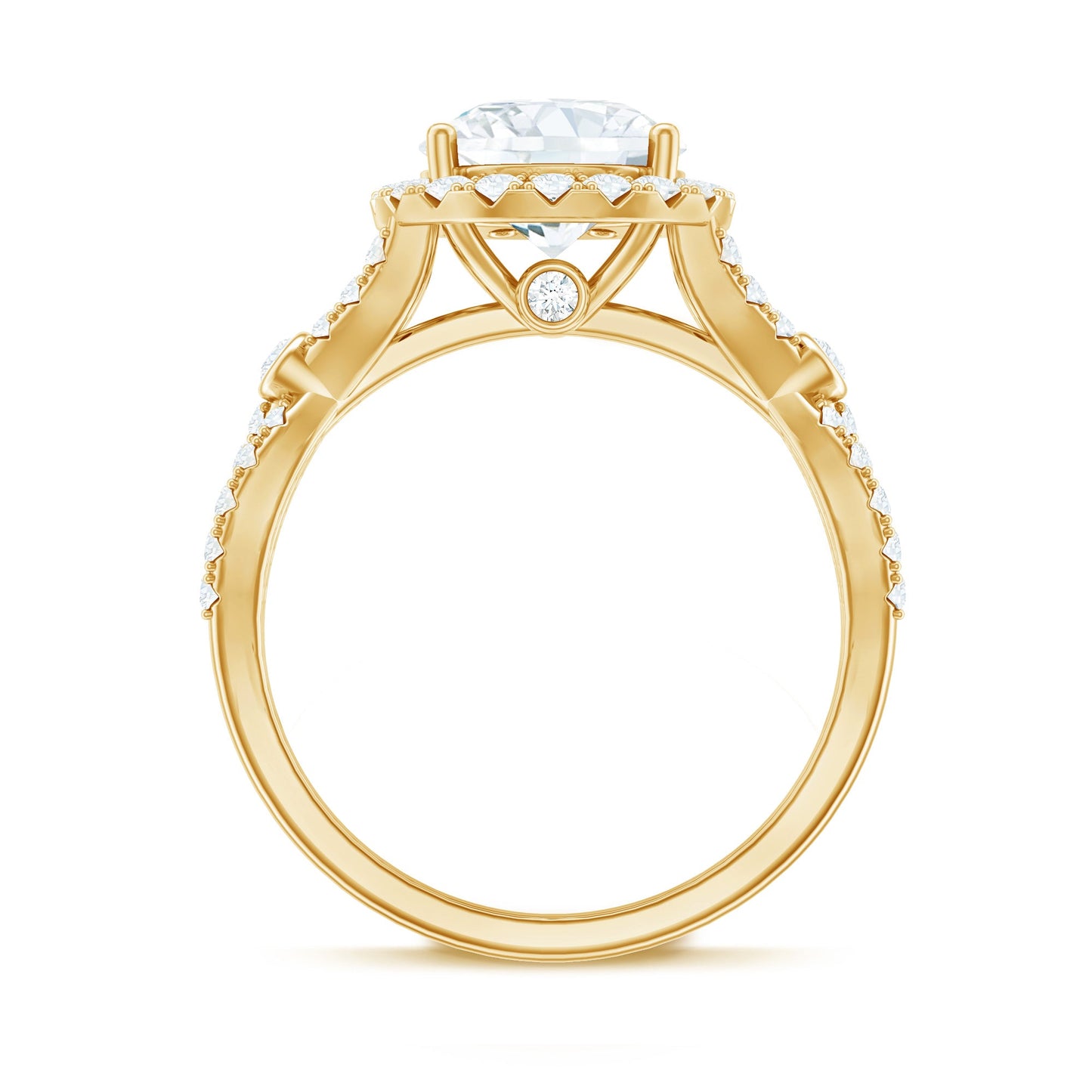 Certified 2 CT Moissanite Criss Cross Engagement Ring with Halo