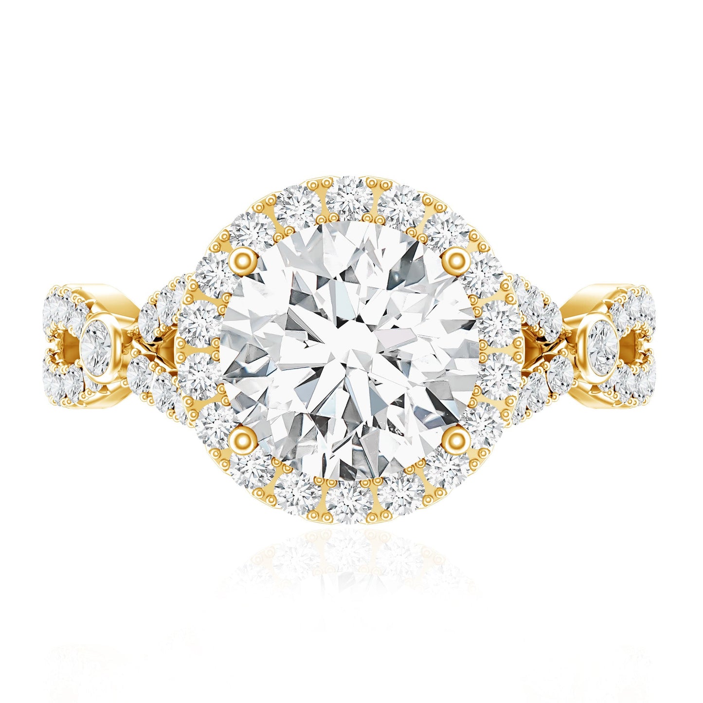 Certified 2 CT Moissanite Criss Cross Engagement Ring with Halo