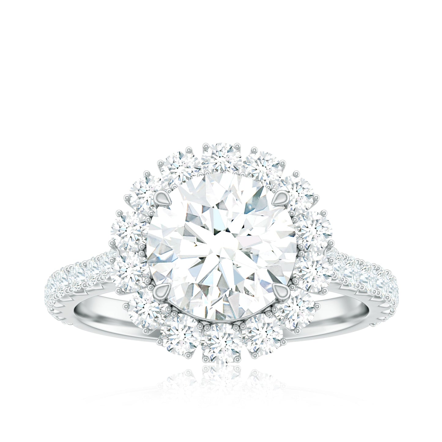 Certified Brilliant Cut Moissanite Halo Engagement Ring