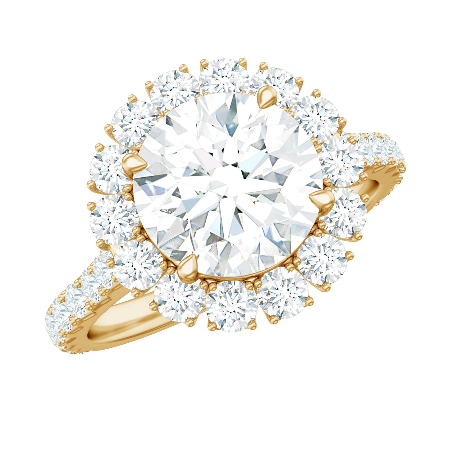 Certified Brilliant Cut Moissanite Halo Engagement Ring