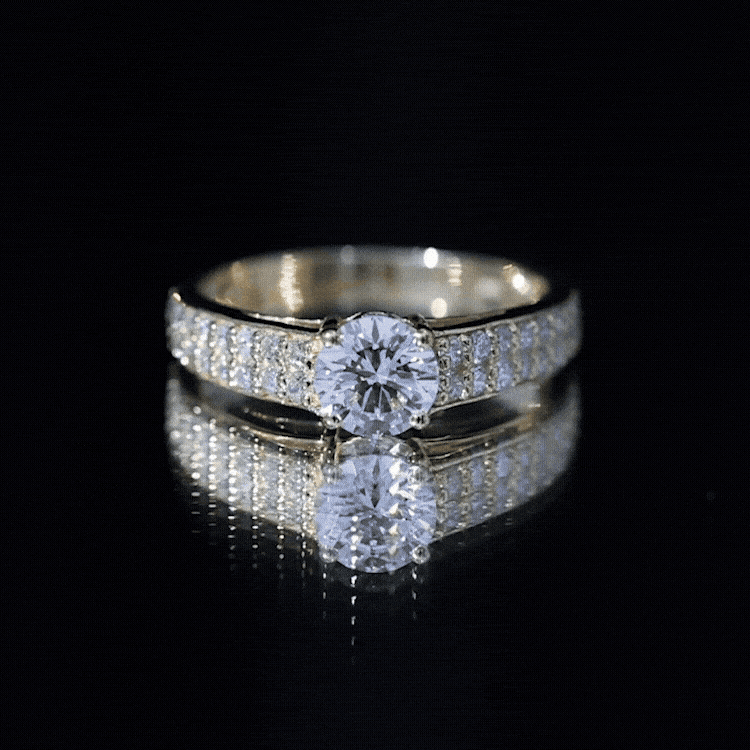 Round Moissanite Engagement Ring with Side Stones