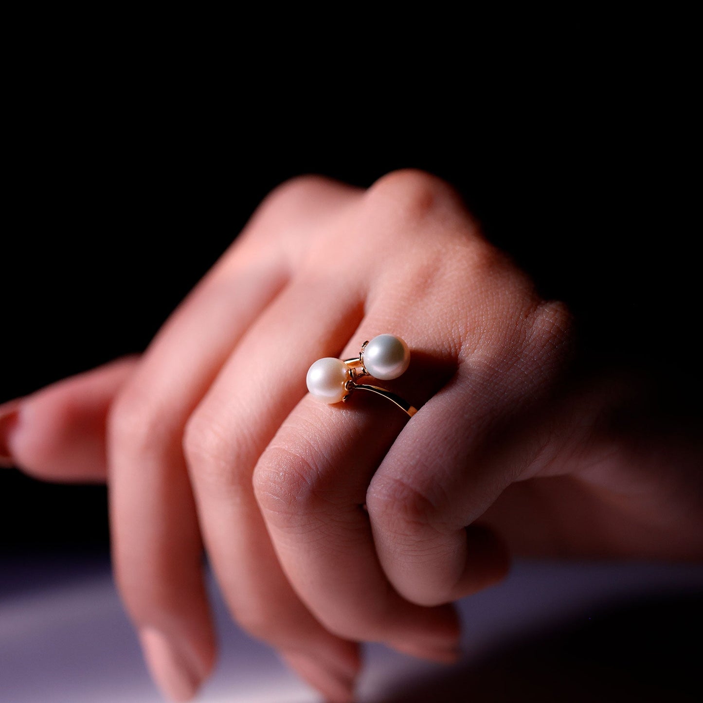 Cultured Freshwater Pearl Bypass Engagement Ring