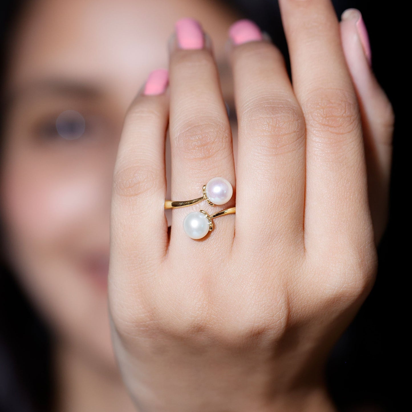 Cultured Freshwater Pearl Bypass Engagement Ring