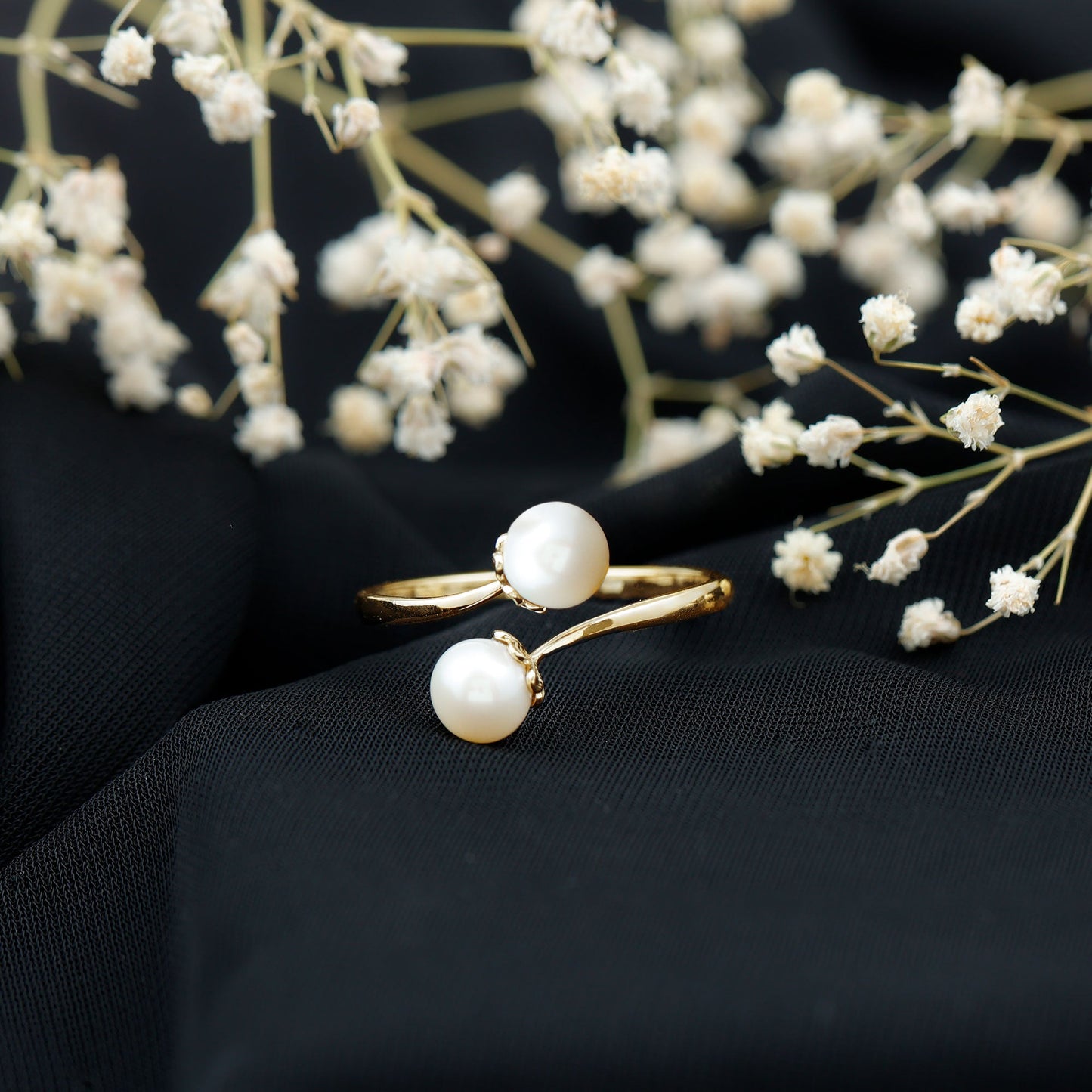 Cultured Freshwater Pearl Bypass Engagement Ring
