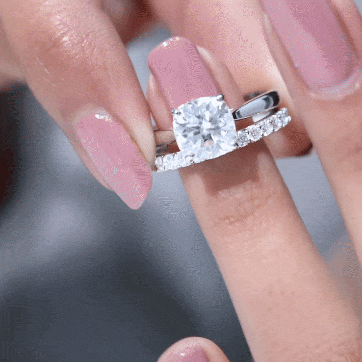 Cushion Cut Moissanite Solitaire Bridal Set with Certificate