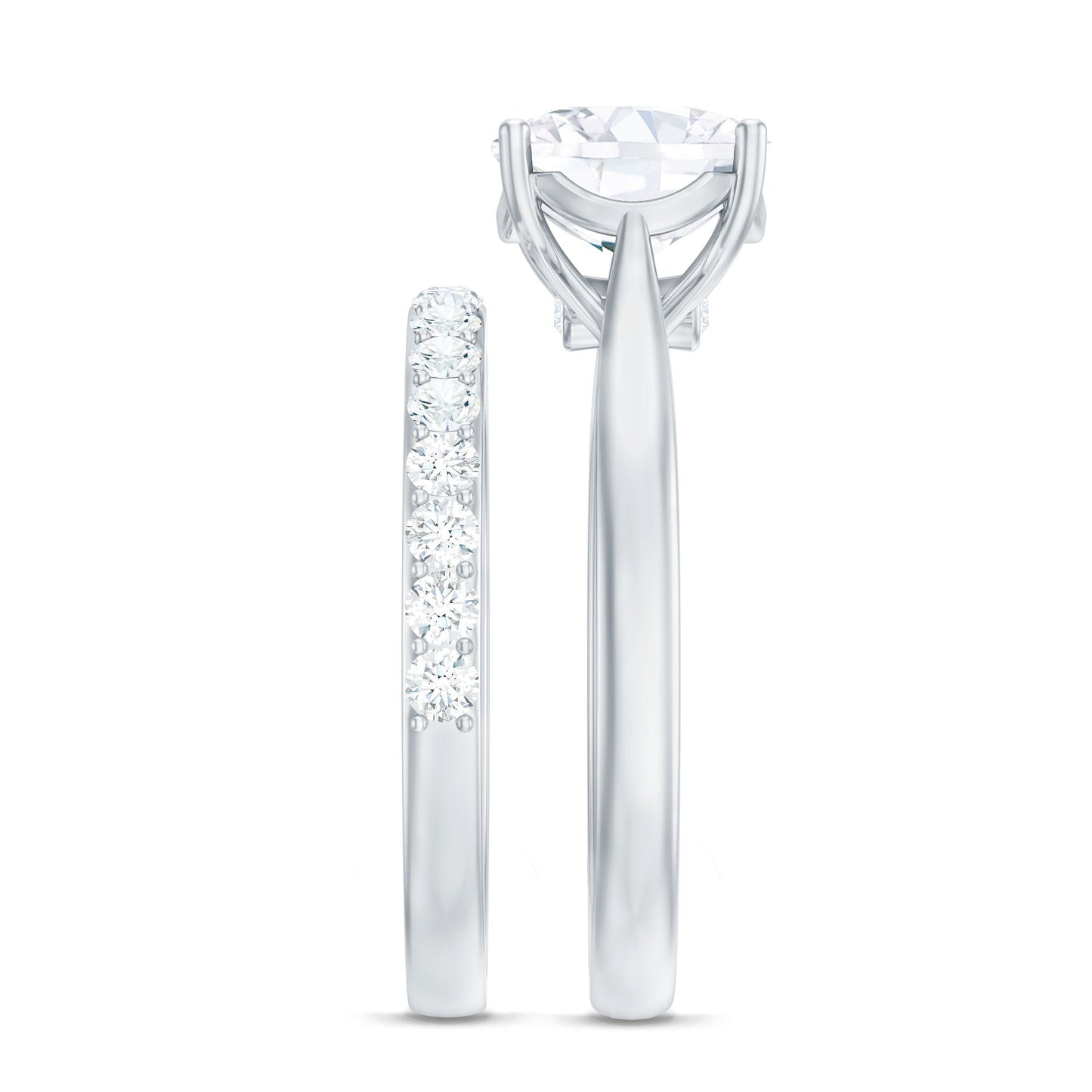 Cushion Cut Moissanite Solitaire Bridal Set with Certificate