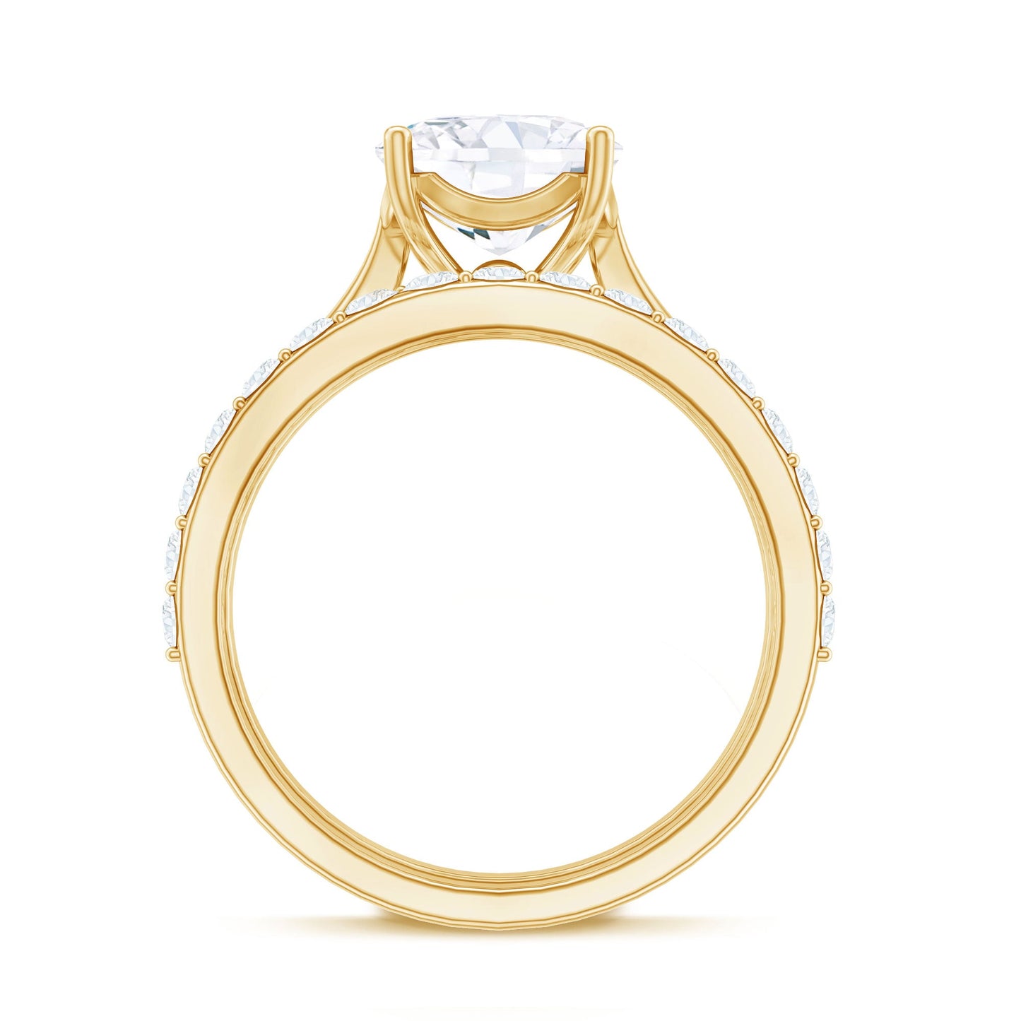 Cushion Cut Moissanite Solitaire Bridal Set with Certificate