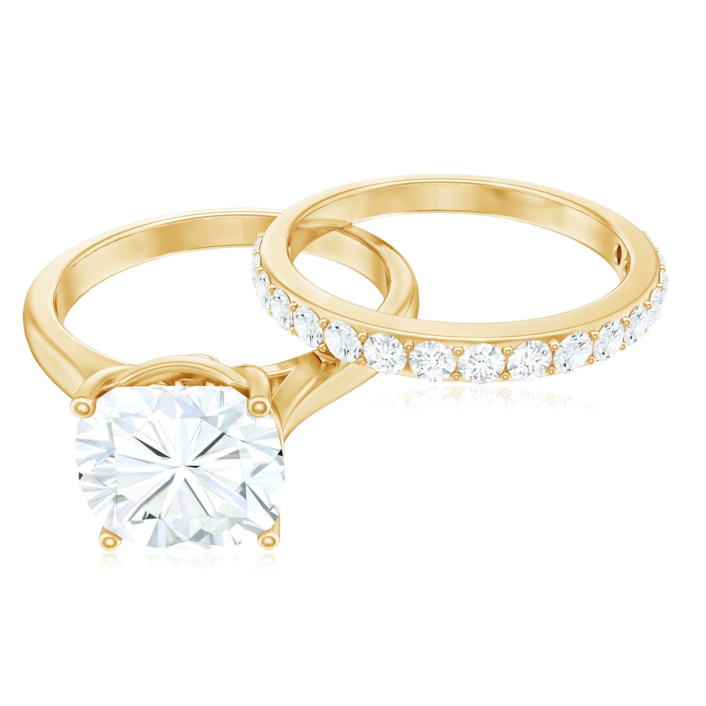 Cushion Cut Moissanite Solitaire Bridal Set with Certificate