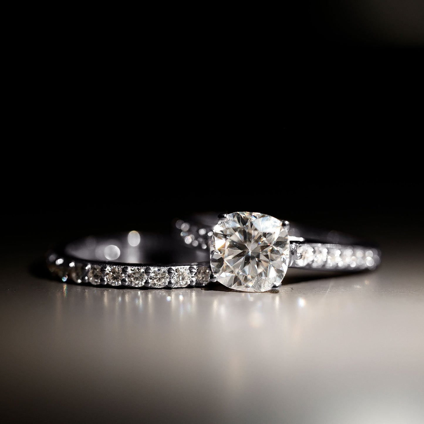 3 CT Cushion Cut Moissanite Solitaire Engagement Ring with Wedding Band