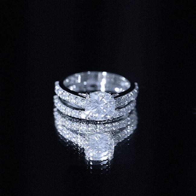 3 Carat Prong Set Moissanite Solitaire Engagement Ring with Wedding Band