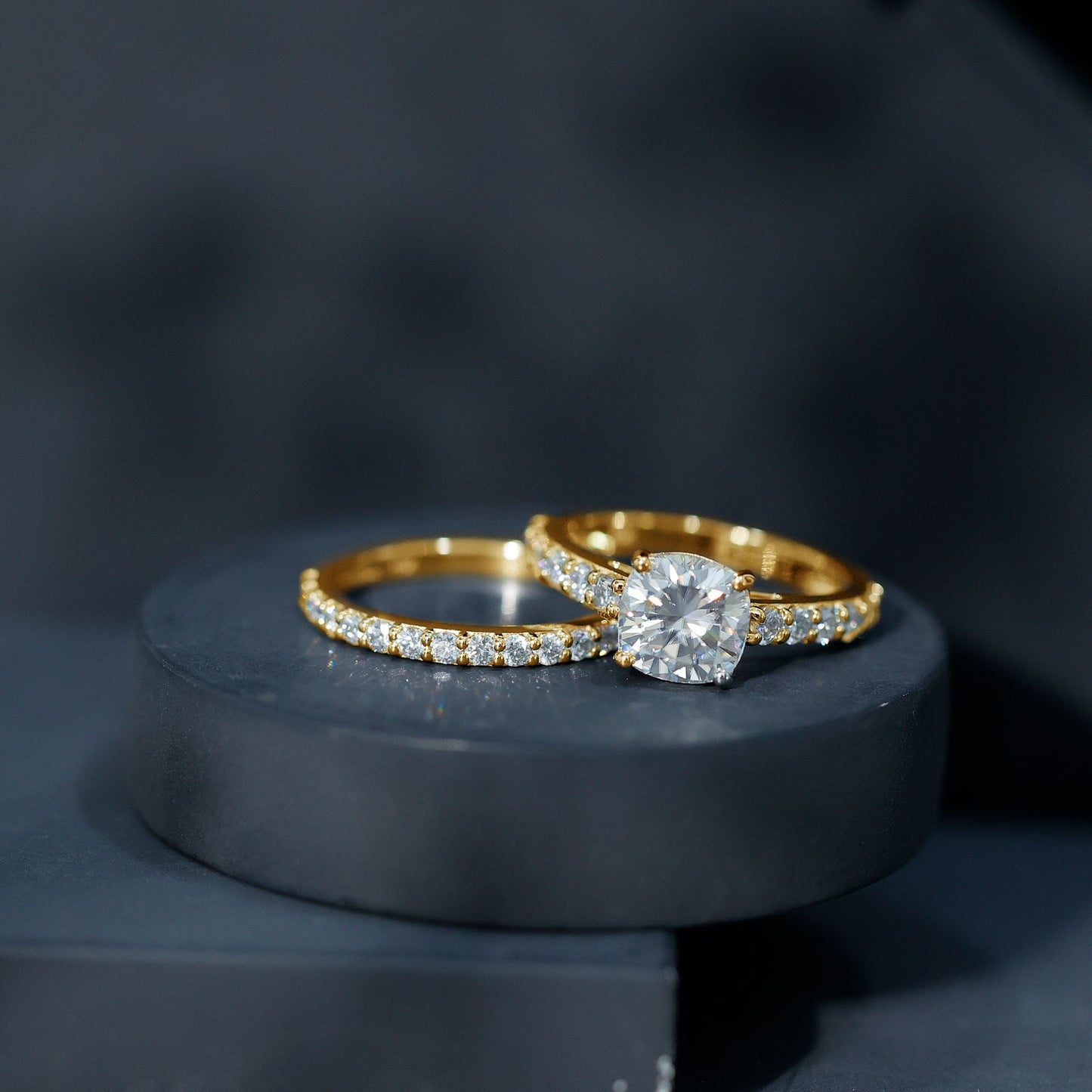 3 Carat Prong Set Moissanite Solitaire Engagement Ring with Wedding Band