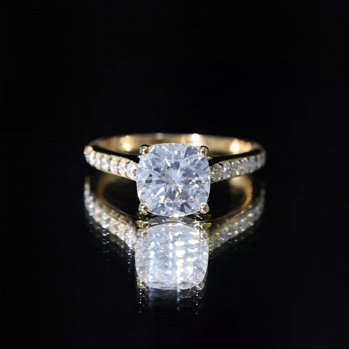 3 Carat Cushion Moissanite Cathedral Engagement Ring