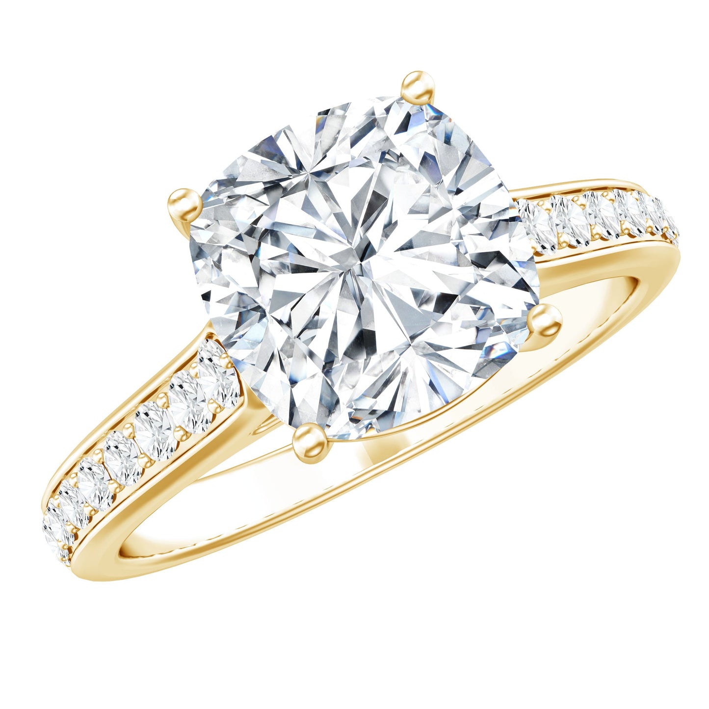 3 Carat Cushion Moissanite Cathedral Engagement Ring