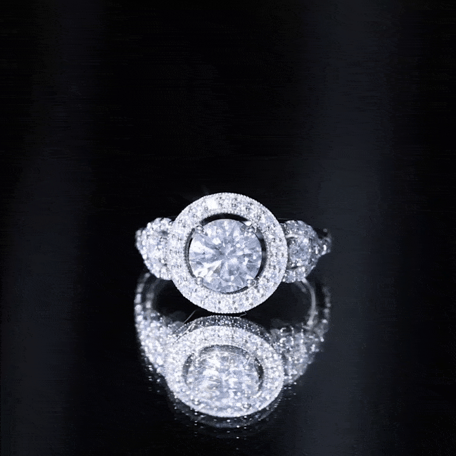 Vintage Style Moissanite Halo Engagement Ring