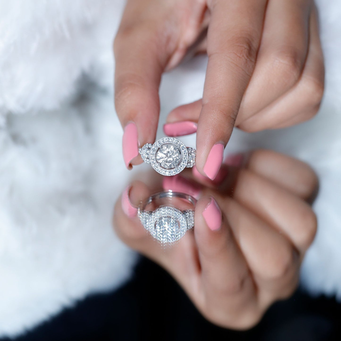 Vintage Style Moissanite Halo Engagement Ring