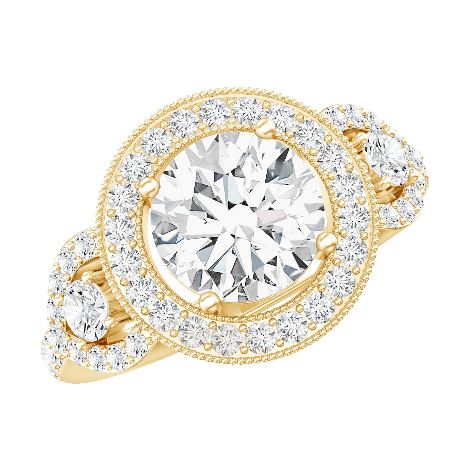 Vintage Style Moissanite Halo Engagement Ring
