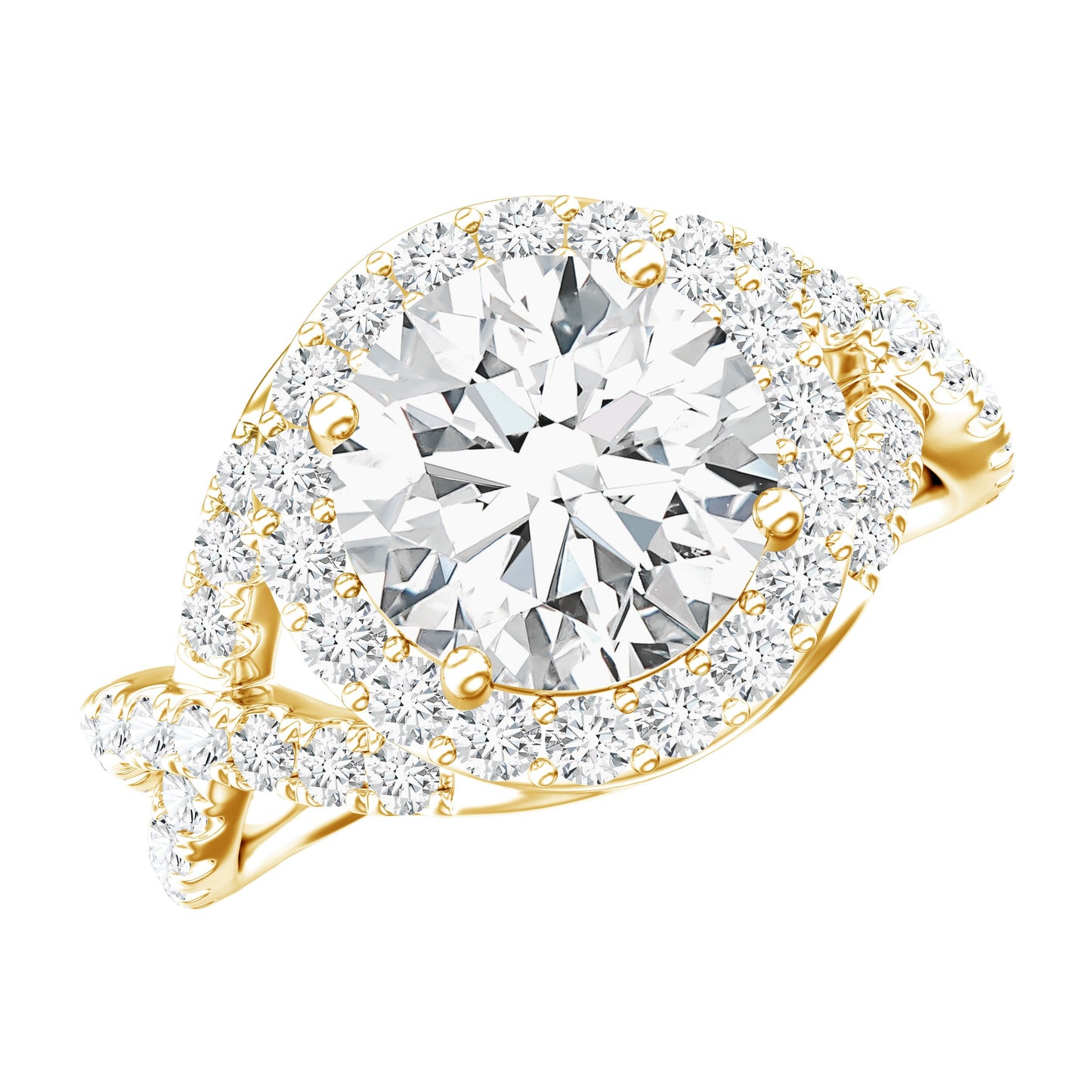 Round Moissanite Crossover Engagement Ring for Women