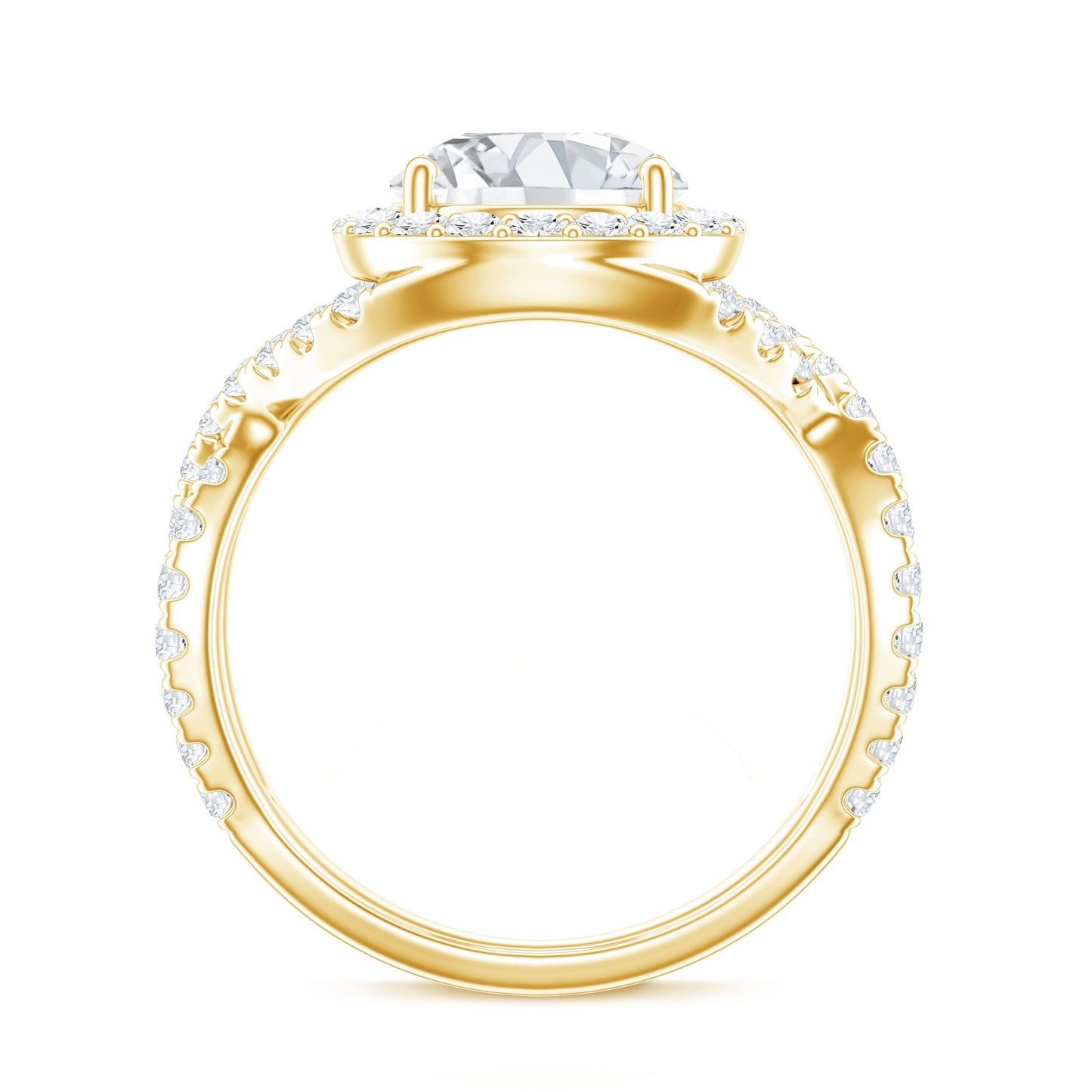 Round Moissanite Crossover Engagement Ring for Women