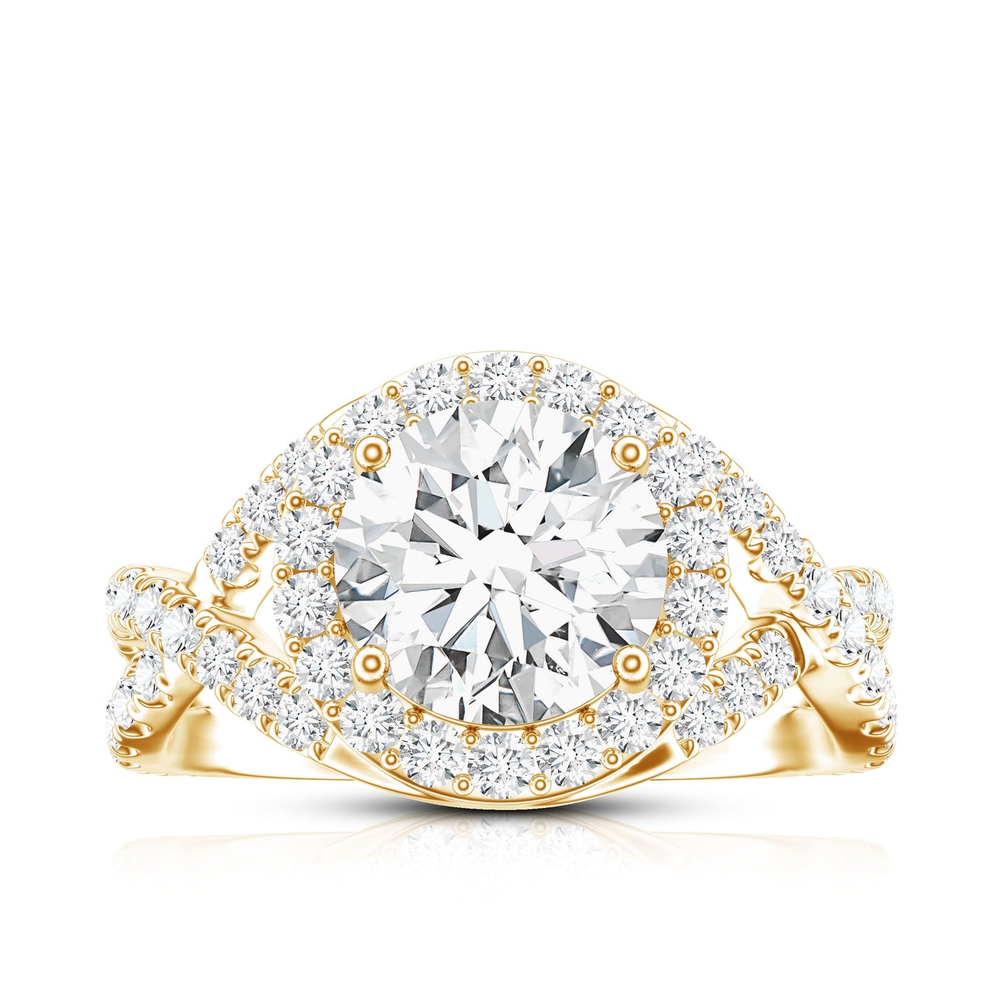 Round Moissanite Crossover Engagement Ring for Women