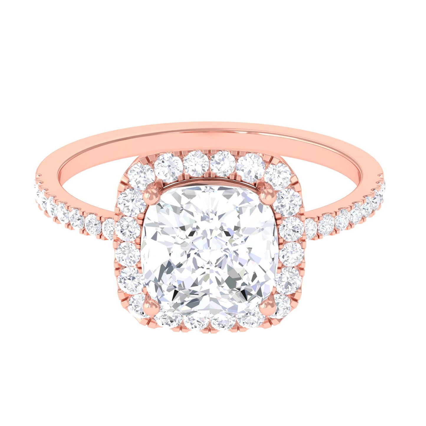 3 Carat Cushion Cut Moissanite Halo Engagement Ring for Women