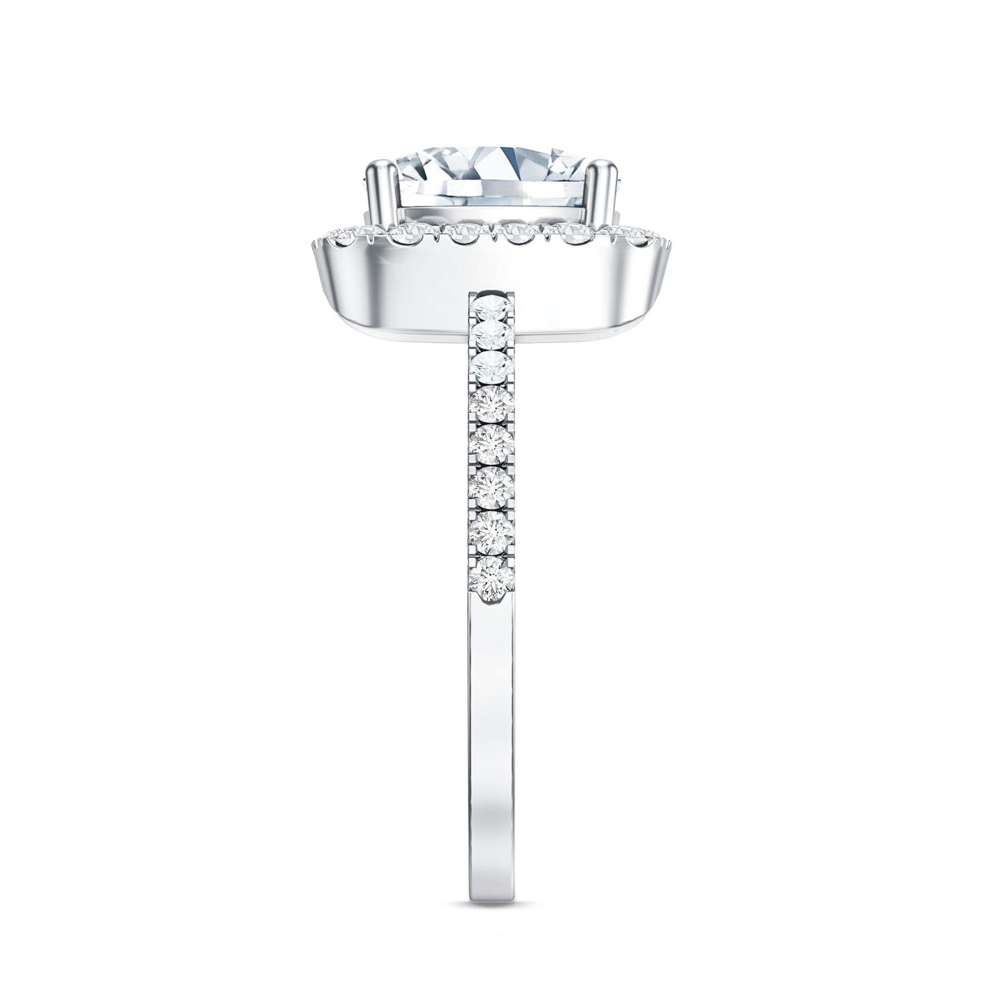 3 Carat Cushion Cut Moissanite Halo Engagement Ring for Women