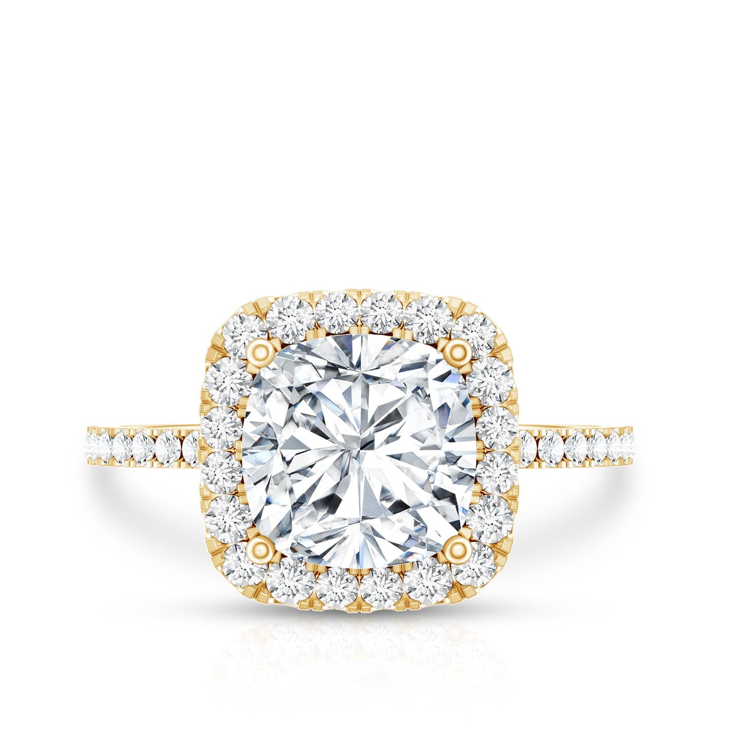 3 Carat Cushion Cut Moissanite Halo Engagement Ring for Women