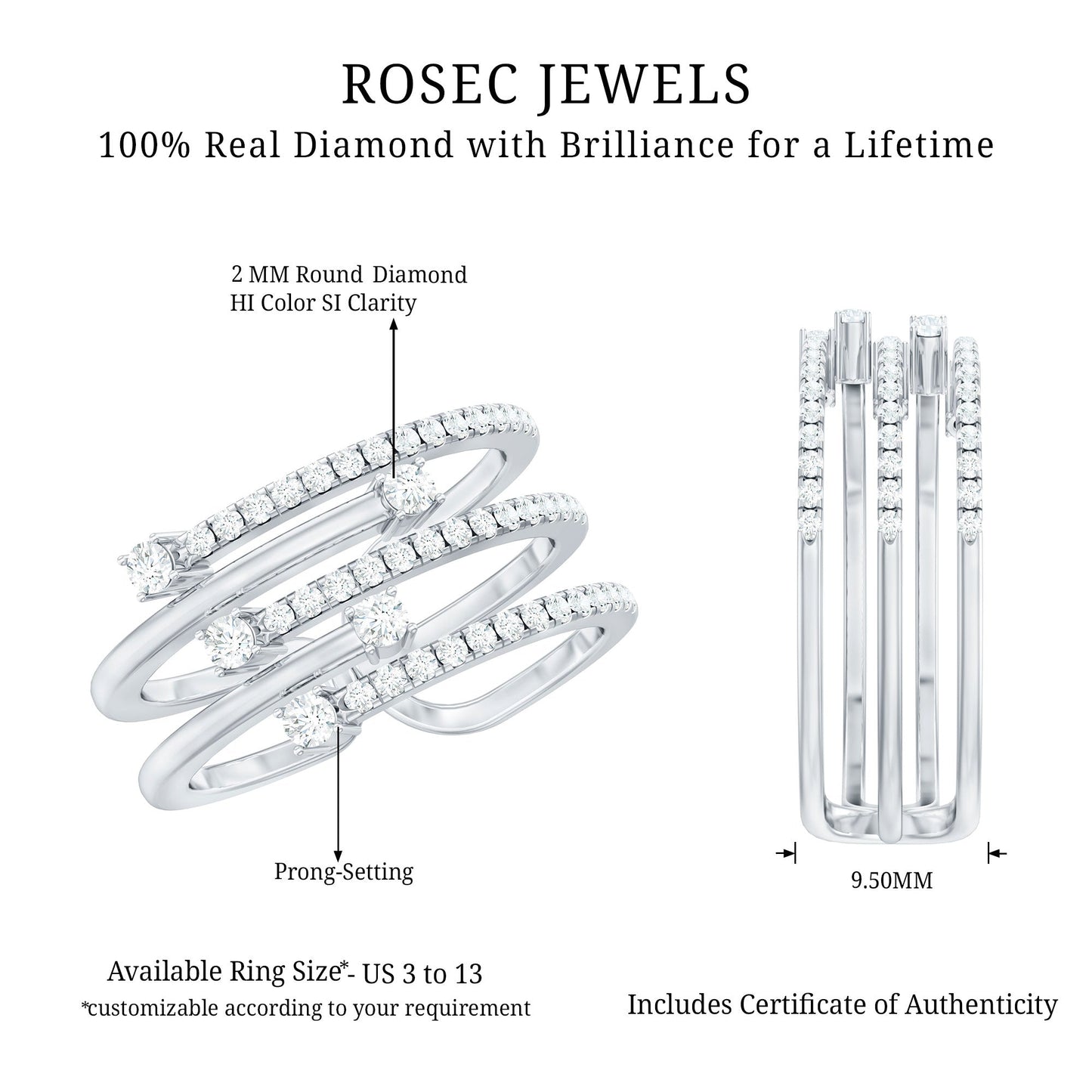 Certified Diamond Cocktail Wrap Ring