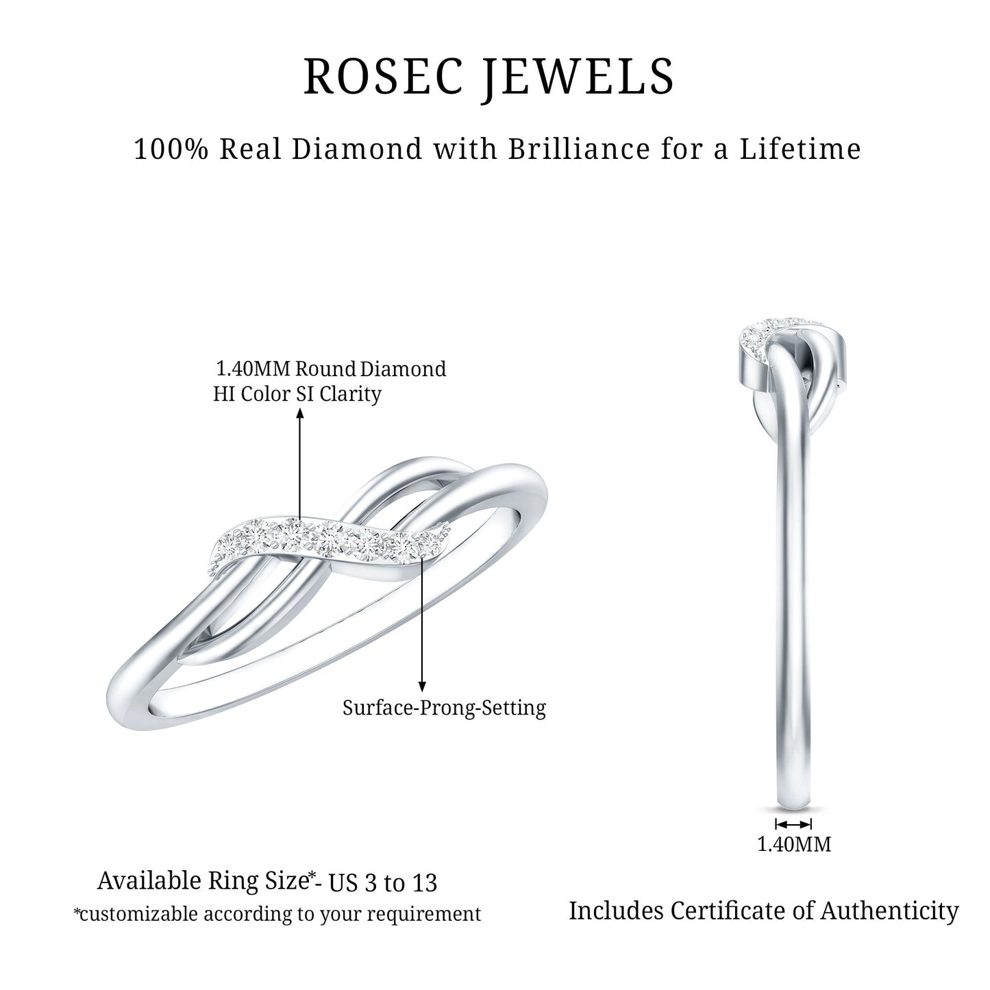 Certified Diamond Infinity Promise Ring For Her
