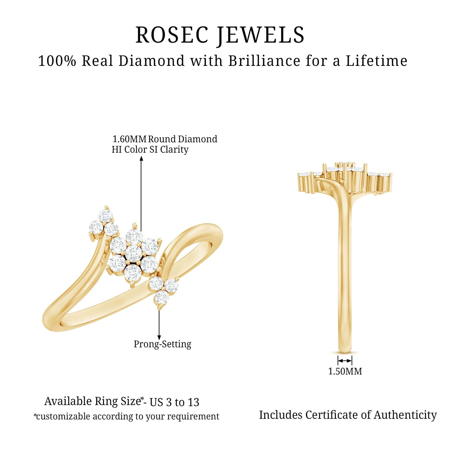 Round Cut Diamond Floral Promise Ring