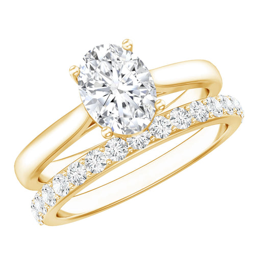 Oval Cut Solitaire Moissanite Bridal Ring Set