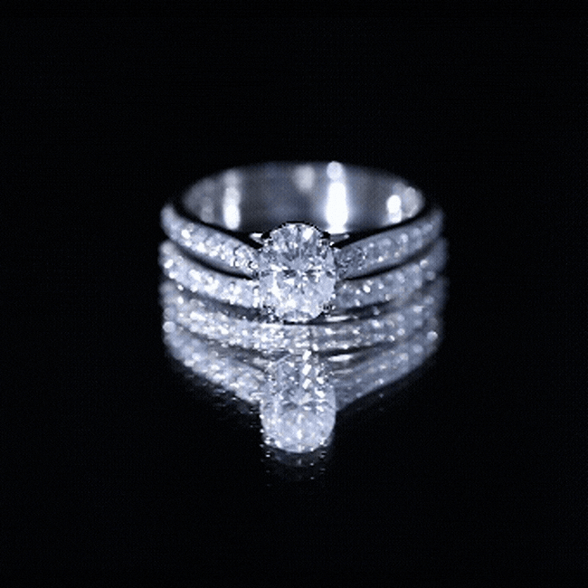 Certified Moissanite Oval Engagement Ring Set