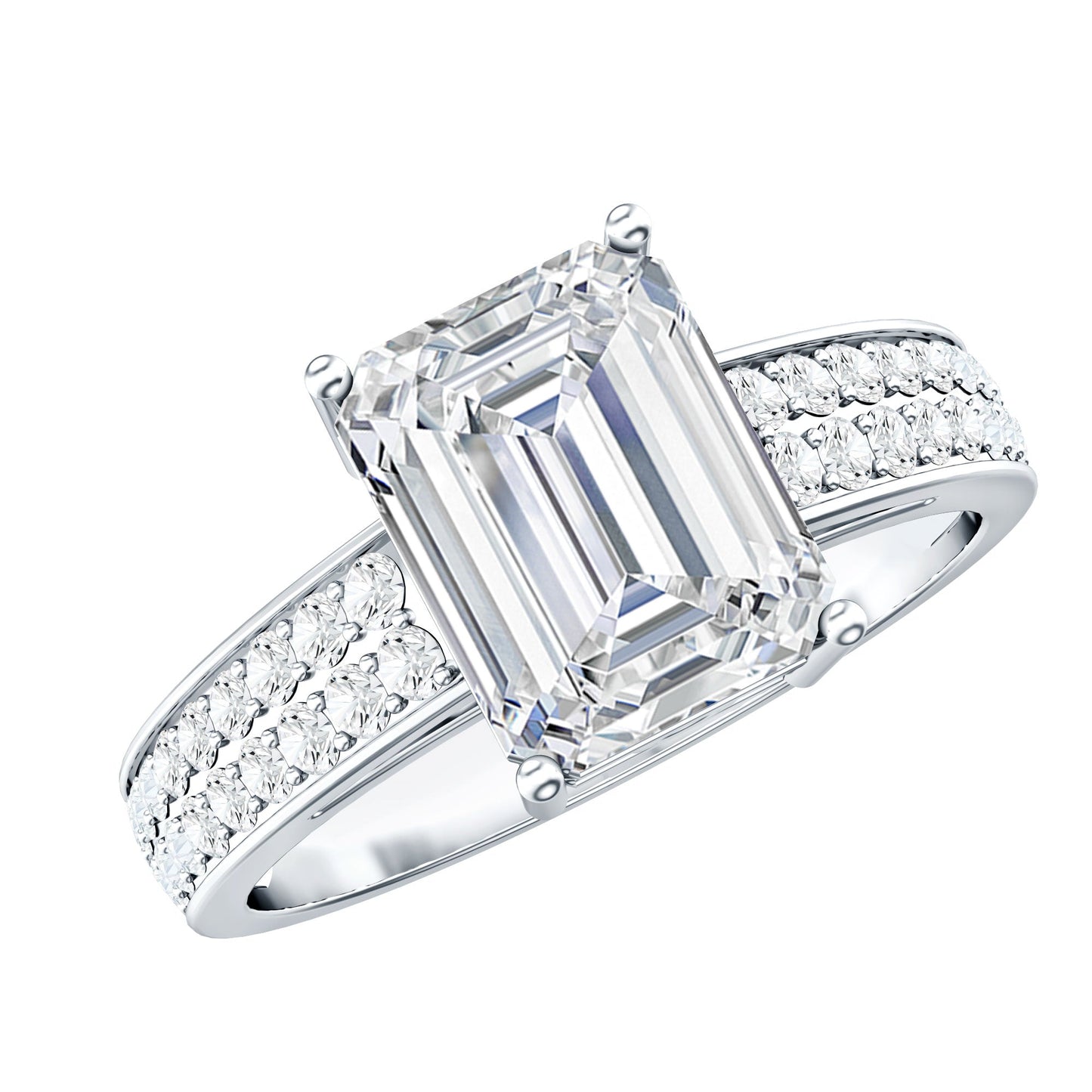 Emerald Cut Moissanite Big Engagement Ring