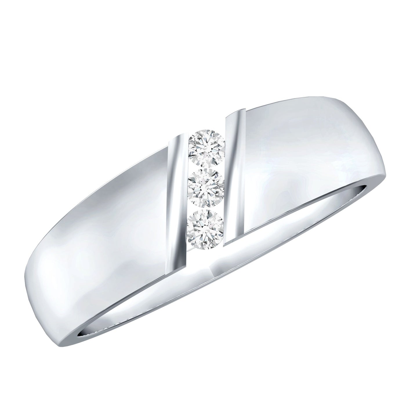 Real Diamond Three Stone Band Ring with Certificate