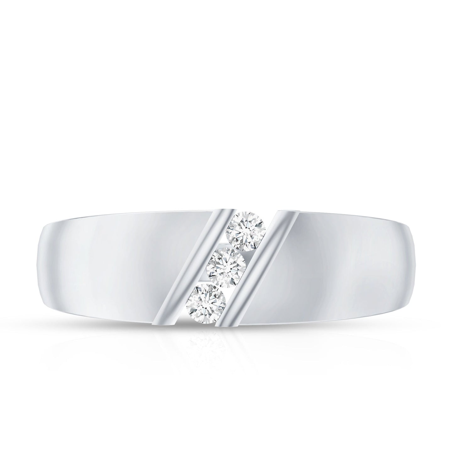 Real Diamond Three Stone Band Ring with Certificate