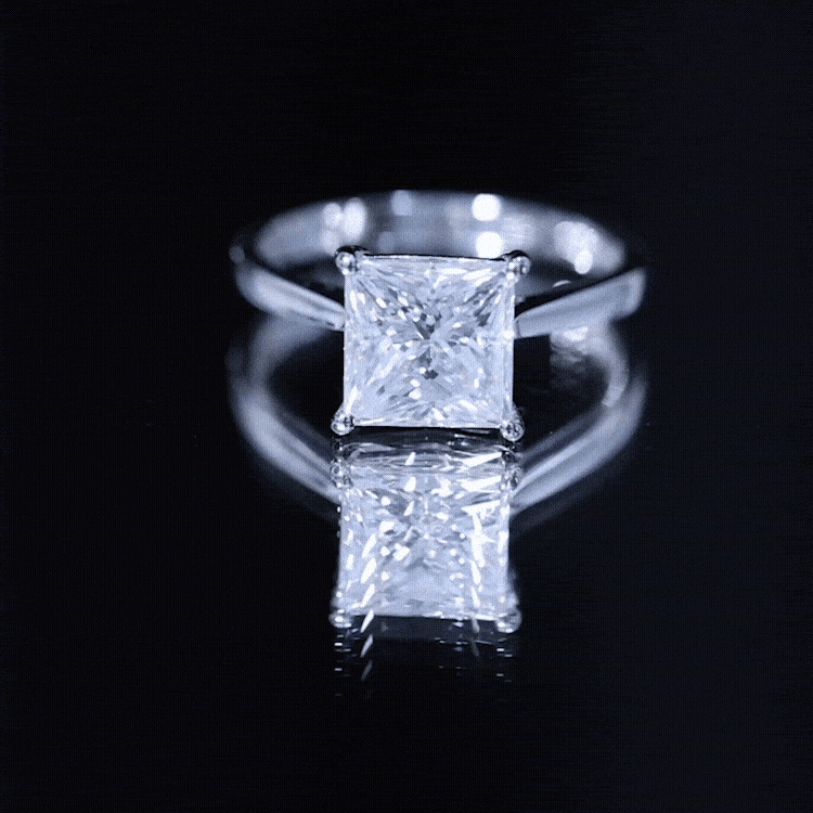 Princess Cut 3 Carat Moissanite Solitaire Engagement Ring