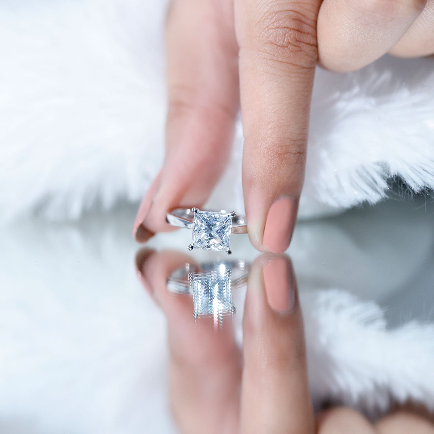 Princess Cut 3 Carat Moissanite Solitaire Engagement Ring
