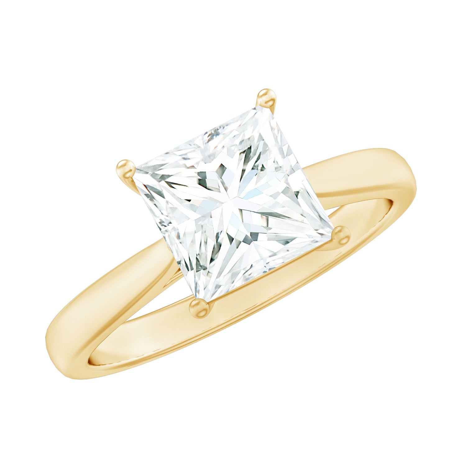 Princess Cut 3 Carat Moissanite Solitaire Engagement Ring
