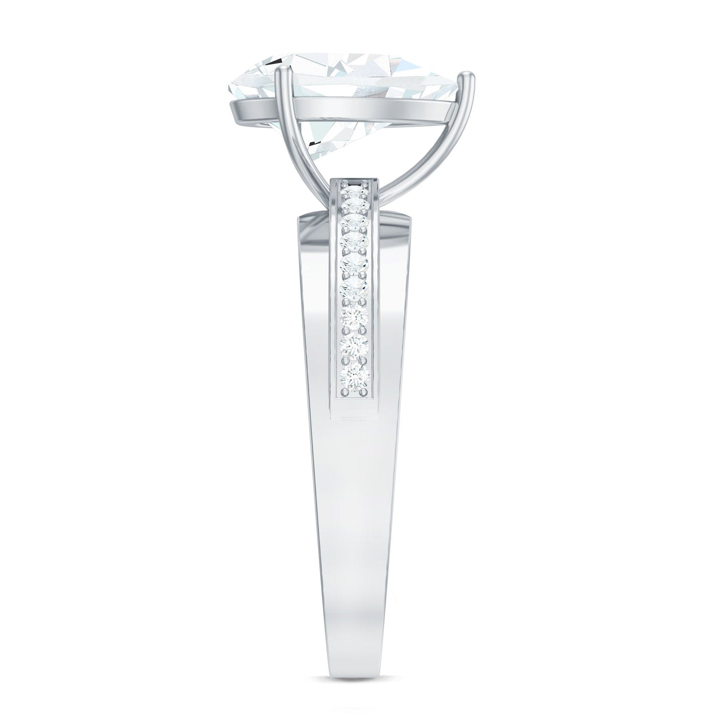 Solitaire Moissanite Pear Shaped Engagement Ring