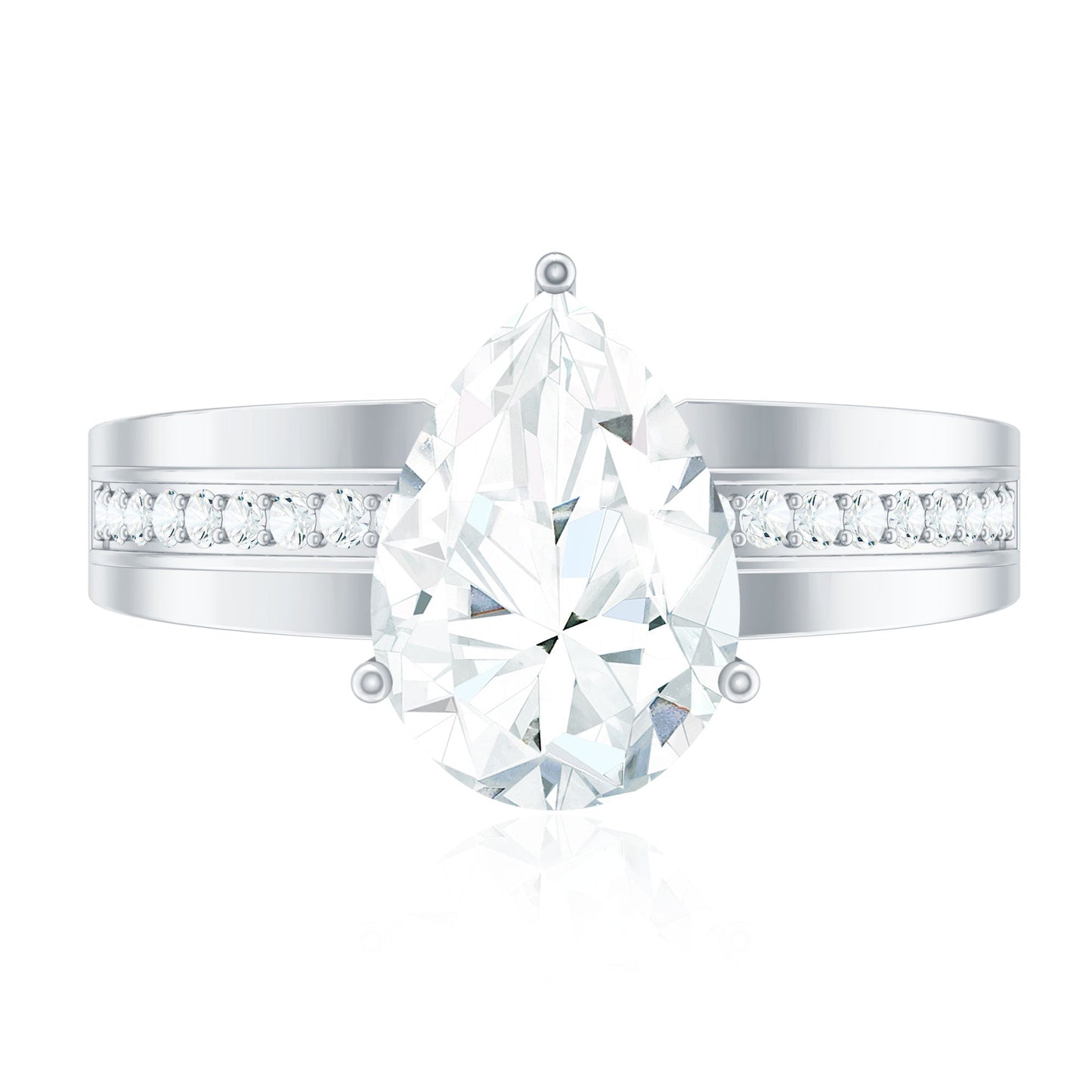 Solitaire Moissanite Pear Shaped Engagement Ring