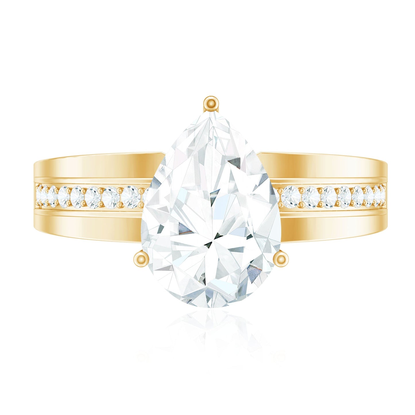 Solitaire Moissanite Pear Shaped Engagement Ring