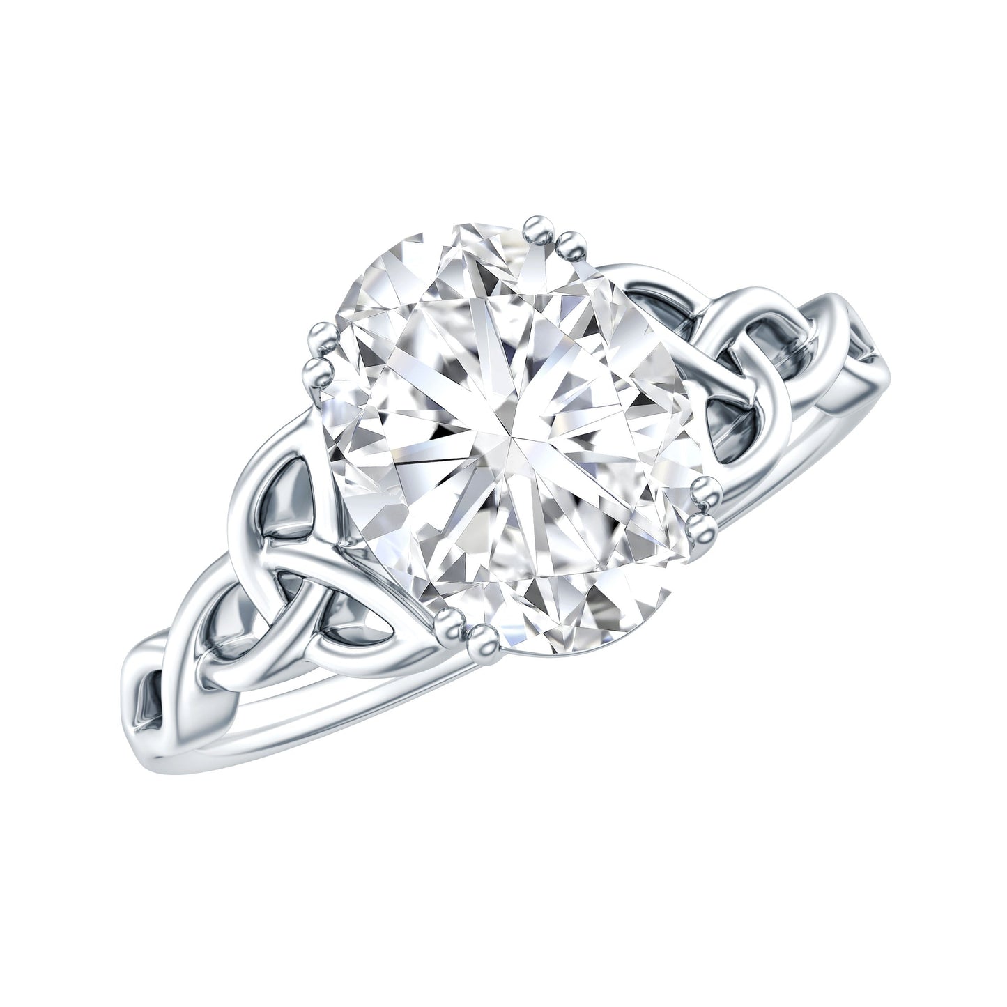 Oval Moissanite Engagement Ring with Celtic Band