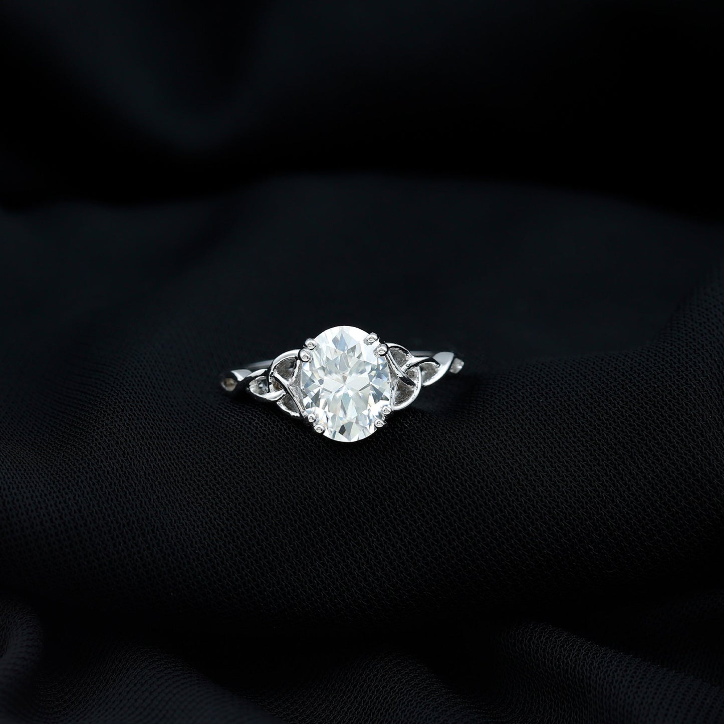 Oval Moissanite Engagement Ring with Celtic Band