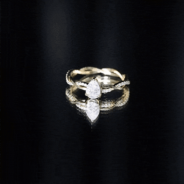 Pear Shaped Moissanite Braided Engagement Ring