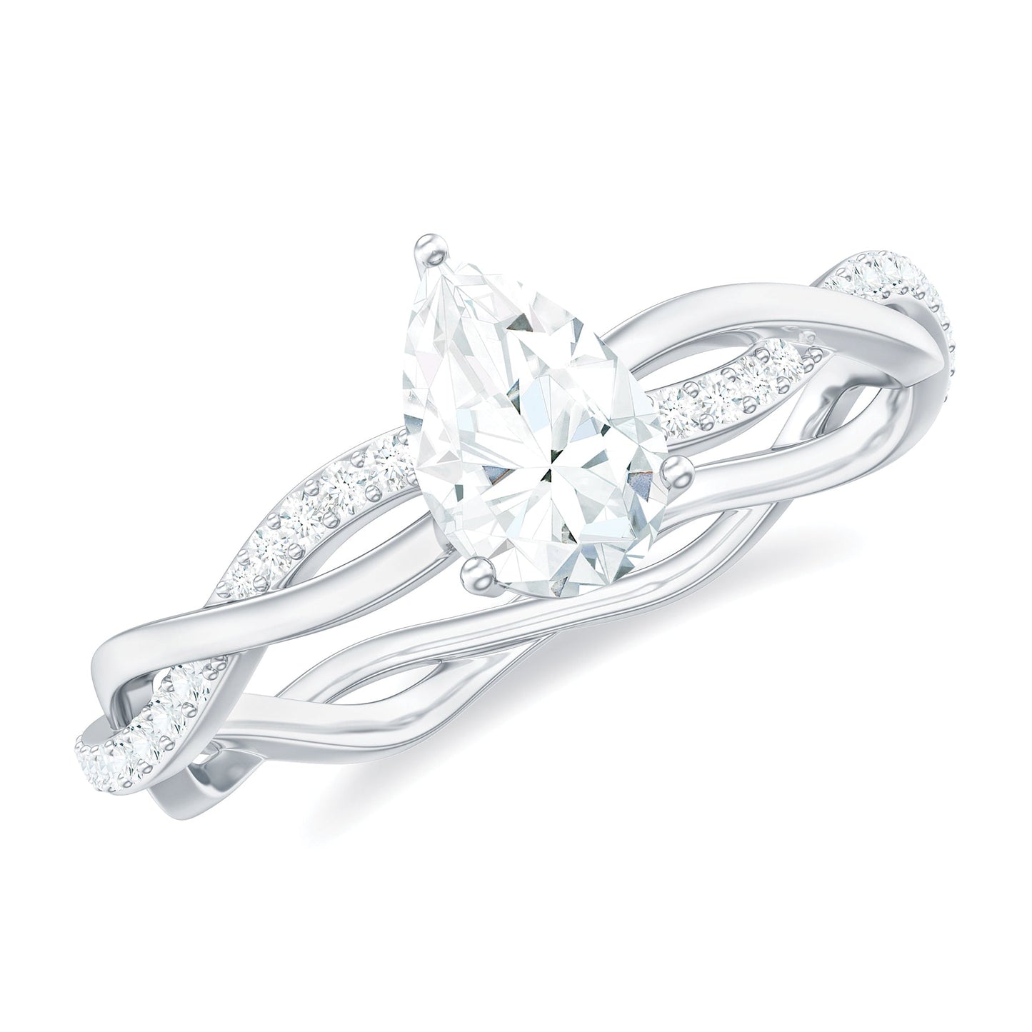 Pear Shaped Moissanite Braided Engagement Ring